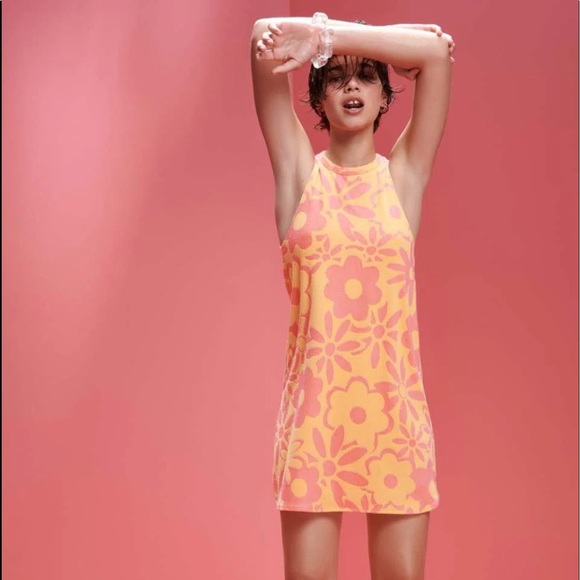 BLOGGERS FAVE Zara Jacquard Terrycloth Mod 60s Halter Mini Dress -NWT, sz S or L - Picture 10 of 12